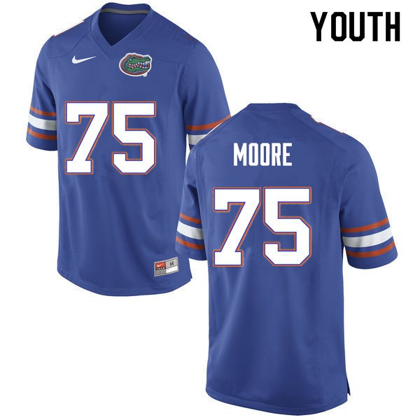 Youth #75 T.J. Moore Florida Gators College Football Jerseys Blue